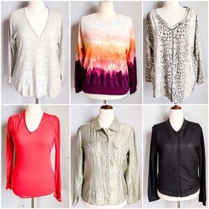 J. Crew, Chicos, Calvin Klein Linen Cotton Knit Top Bundle Lot, Size Medium